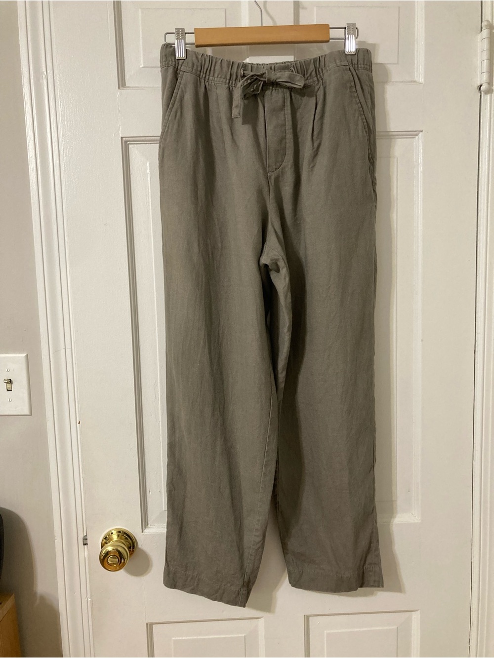 Zara Olive elastic waistband linen Chinos